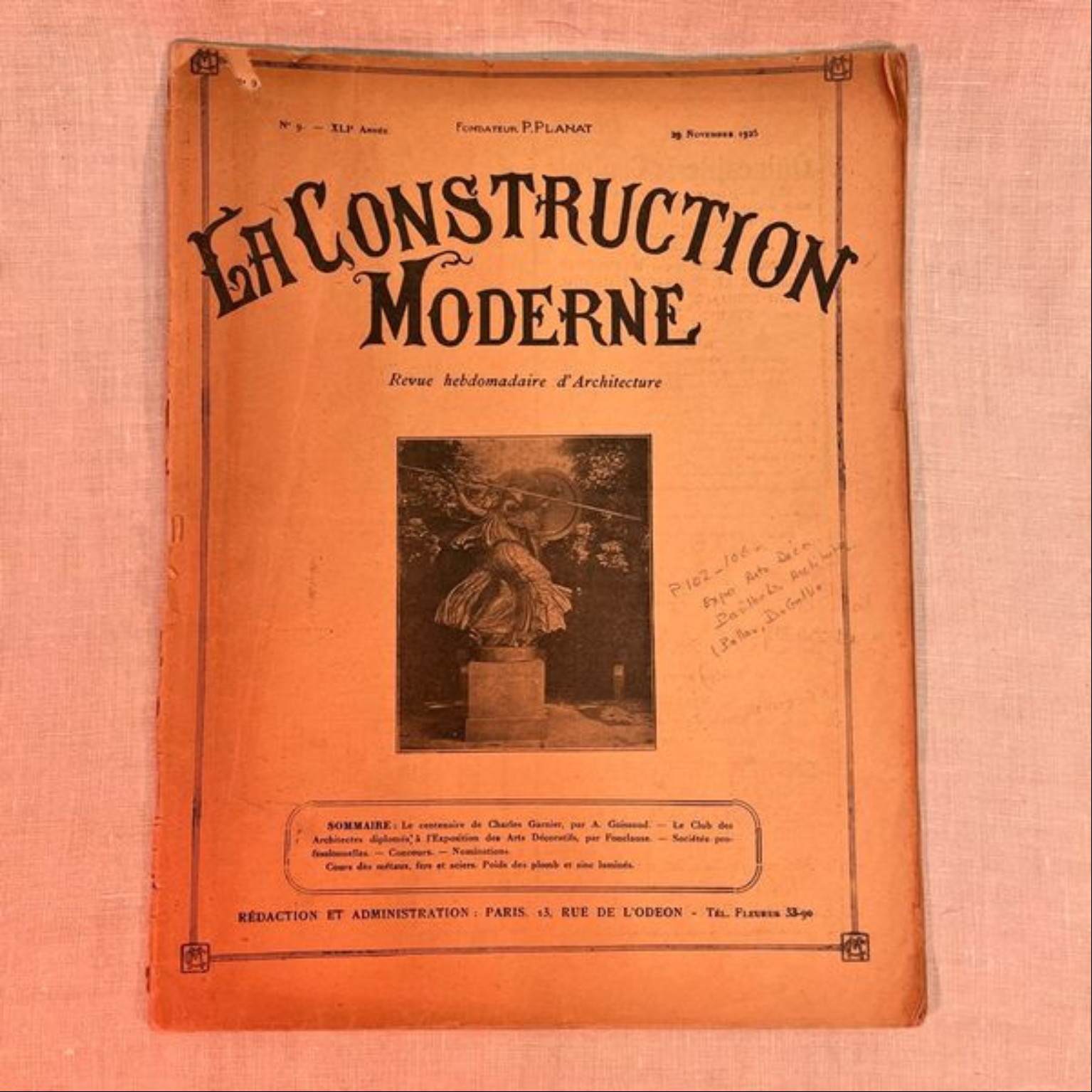 Magazine La Construction Moderne Novembre 1925